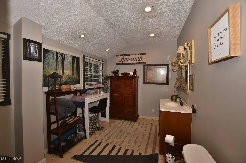 The main floor bathroom is very spacious