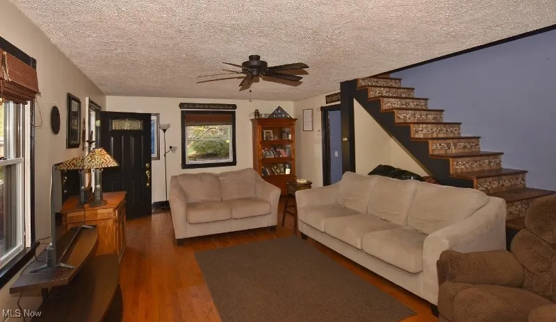 Very spacious living room with hardwood floors
