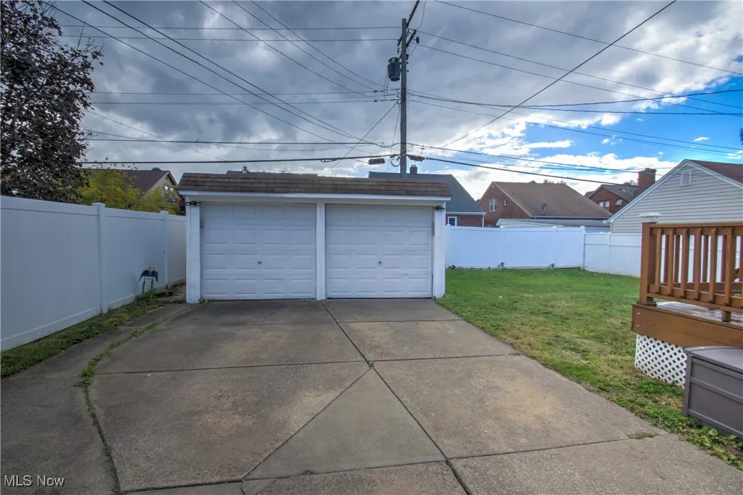 View of detached garage