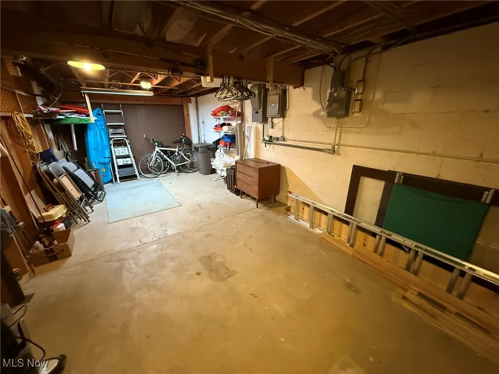 Basement with electric panel