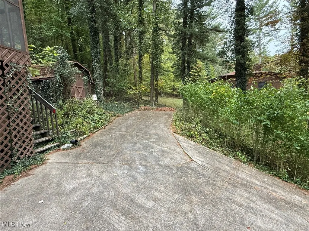 View of concrete surface with a view of trees