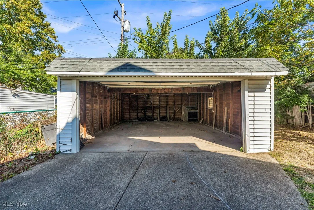 View of detached garage