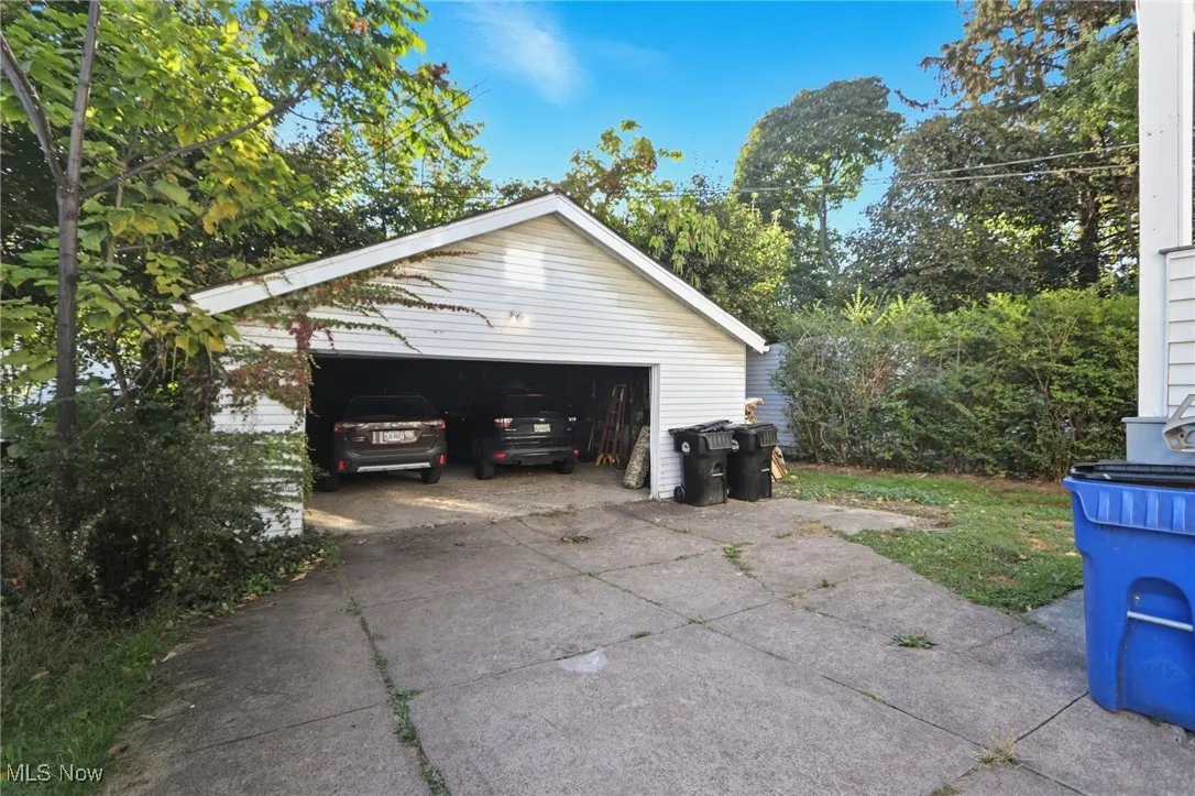 View of detached garage