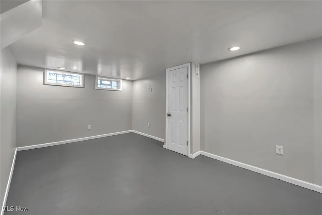 Basement with recessed lighting
