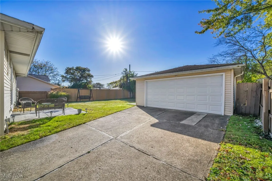 View of detached garage