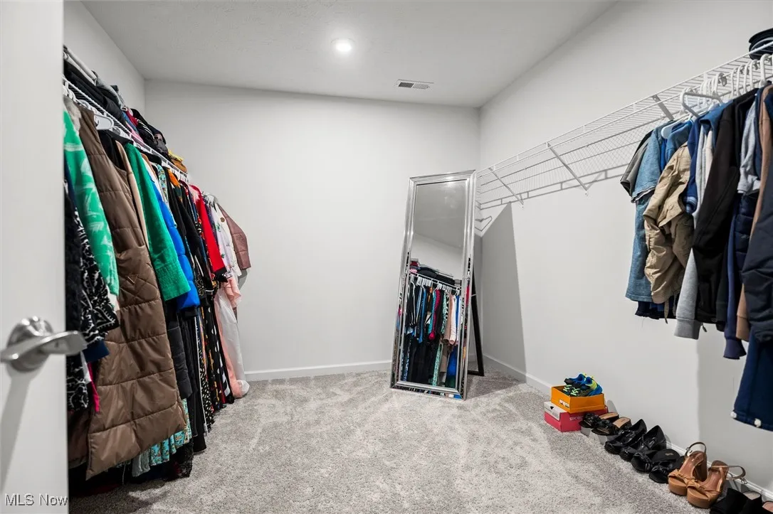 Walk in closet featuring carpet floors