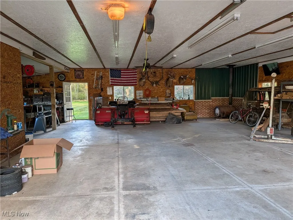 Garage featuring a workshop area