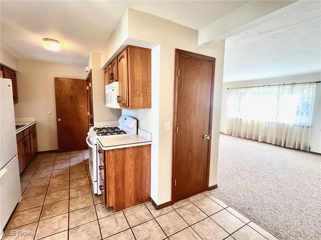 Kitchen opening to living room