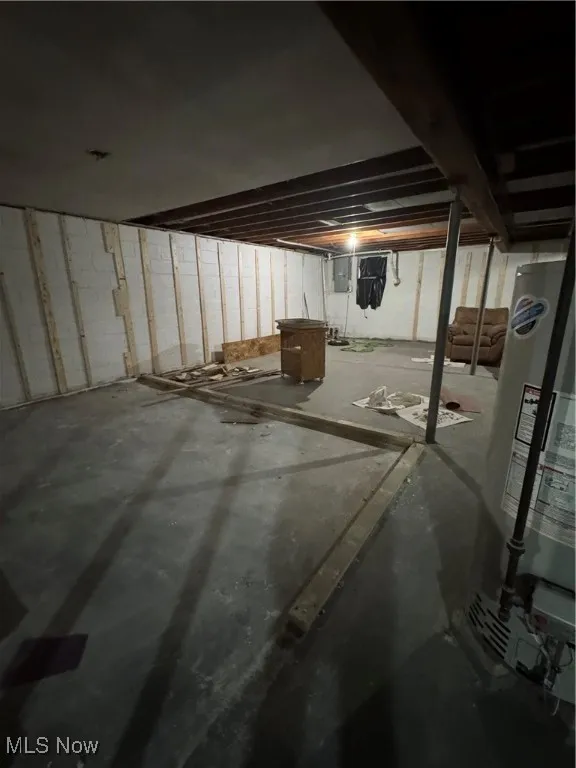 Unfinished below grade area with water heater