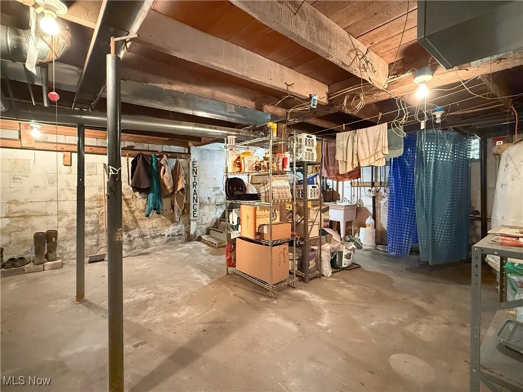 Unfinished basement featuring a sink