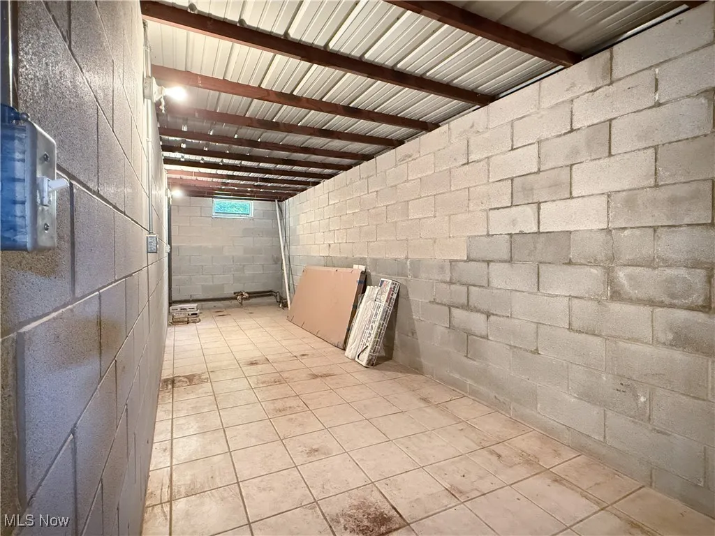Basement with concrete block wall