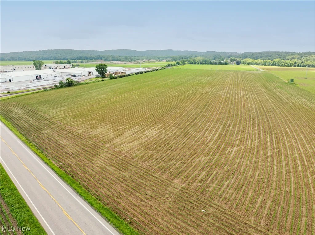 Overview of rural landscape with extensive farmland