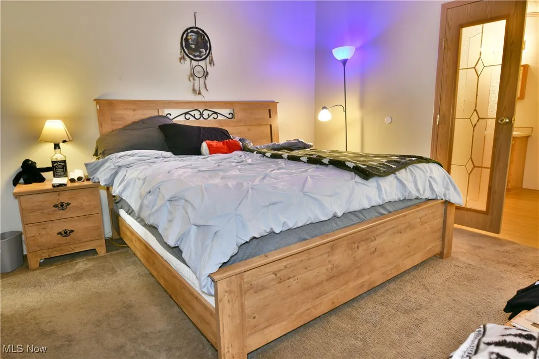 Bedroom with carpet