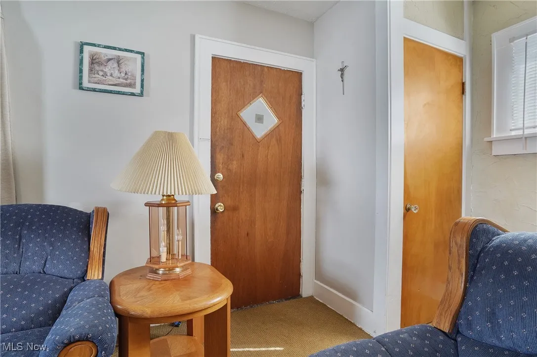 View of the front entrance, stairs would be on the right.