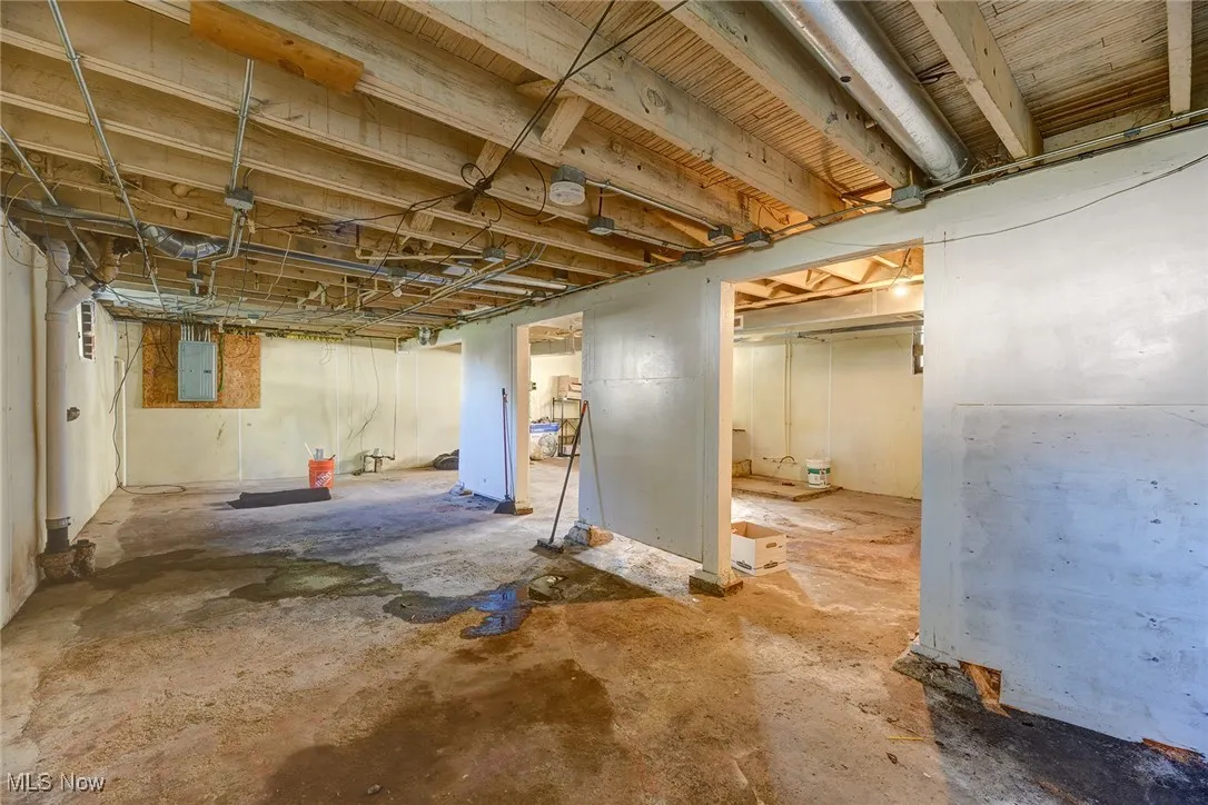 Unfinished below grade area with electric panel