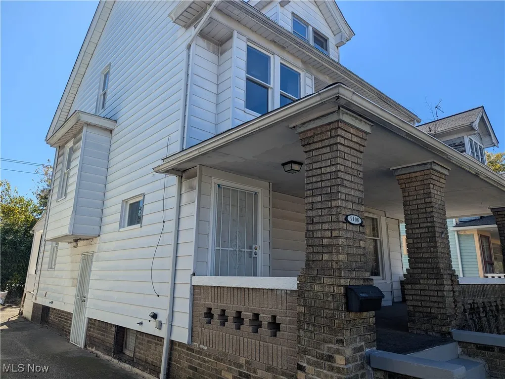 View of front of home featuring covered porch