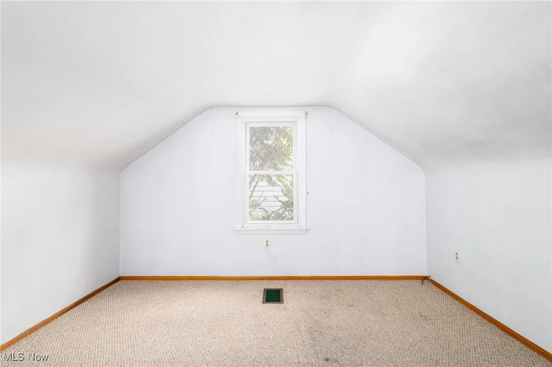 Additional living space featuring carpet and vaulted ceiling