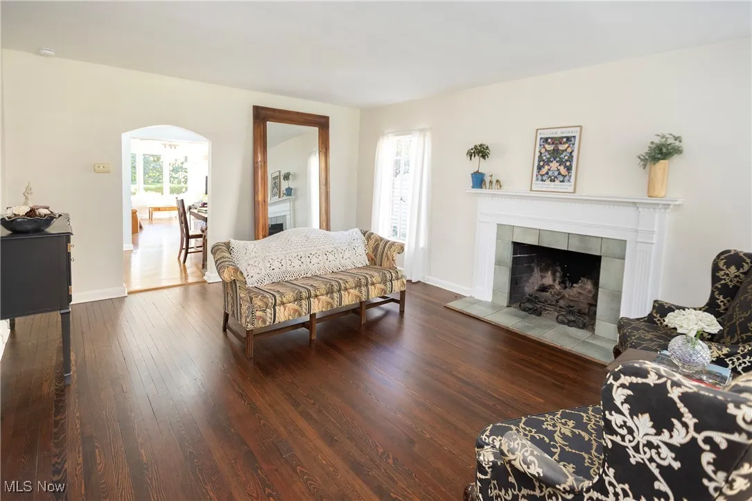 Enjoy the classic fireplace and mantle to decorate for the holidays!