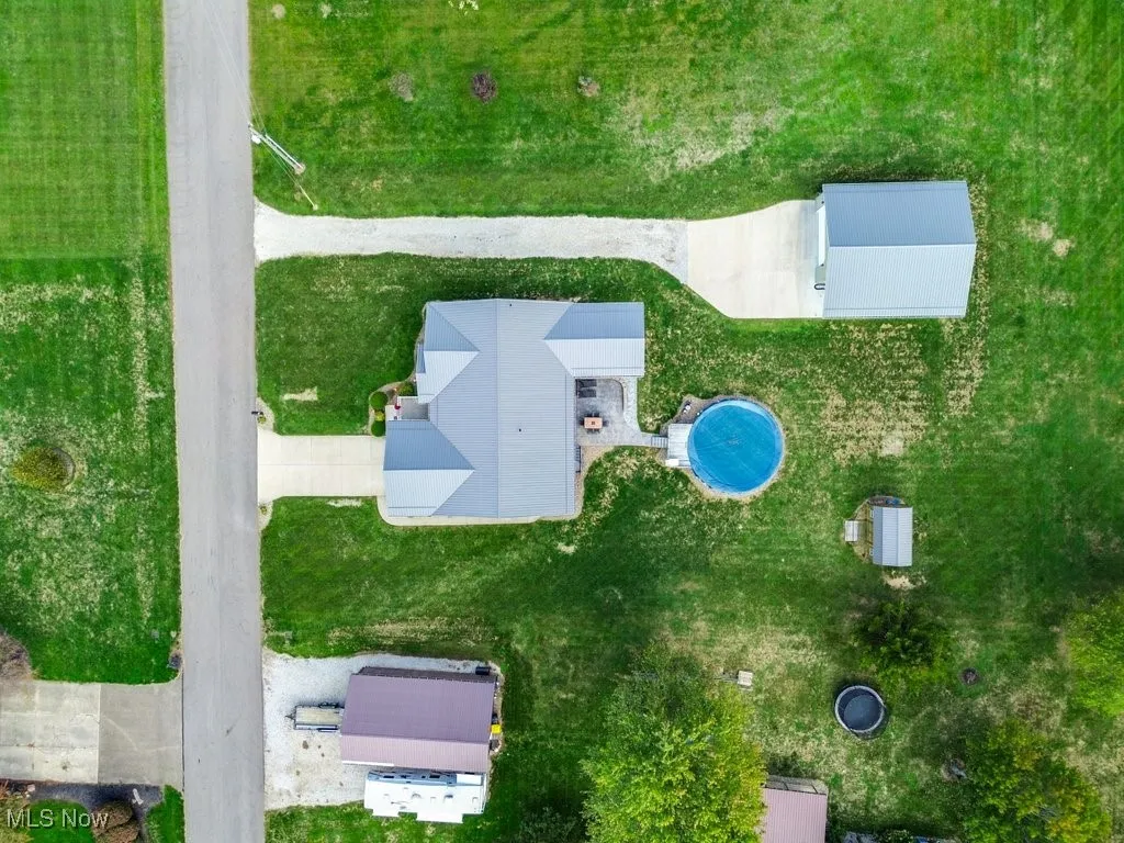 Aerial view of a pool