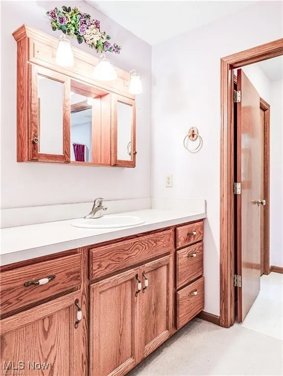Primary bathroom featuring sink, vanity and special lighting