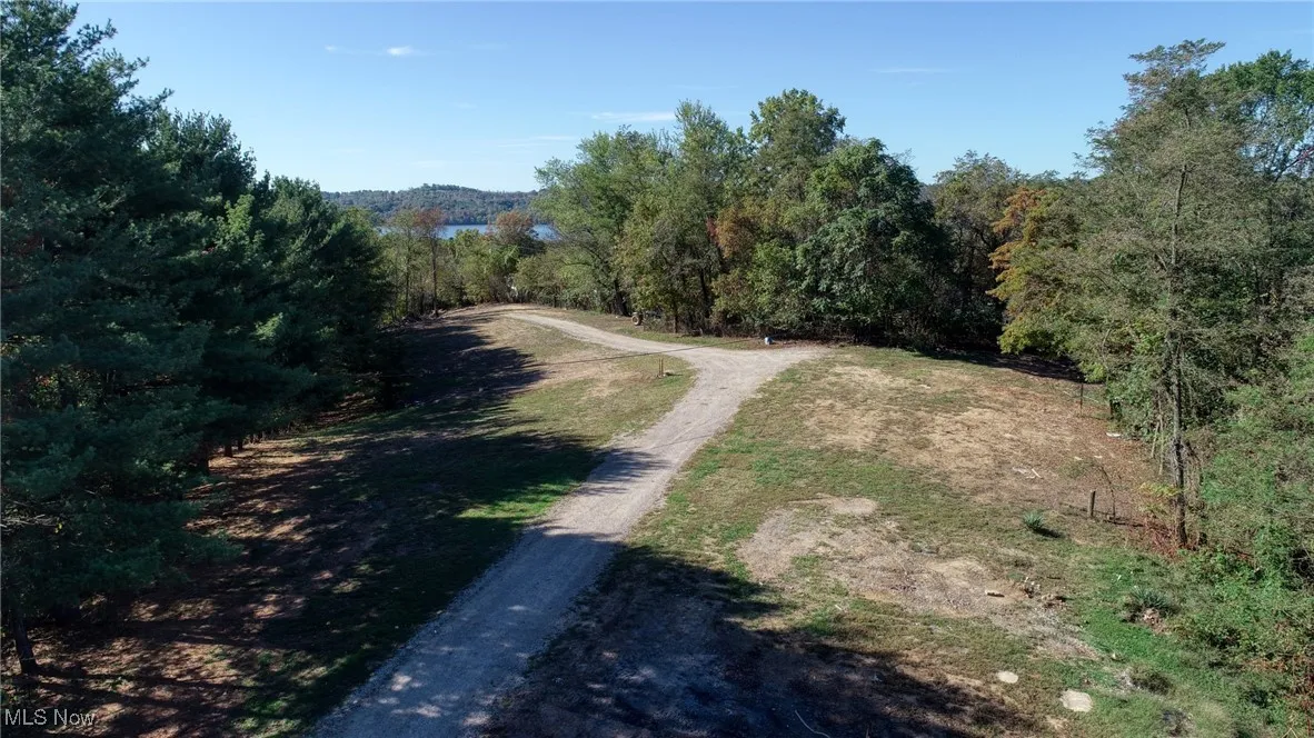 View of dirt / gravel road featuring a view of trees