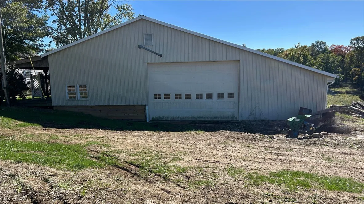 View of detached garage