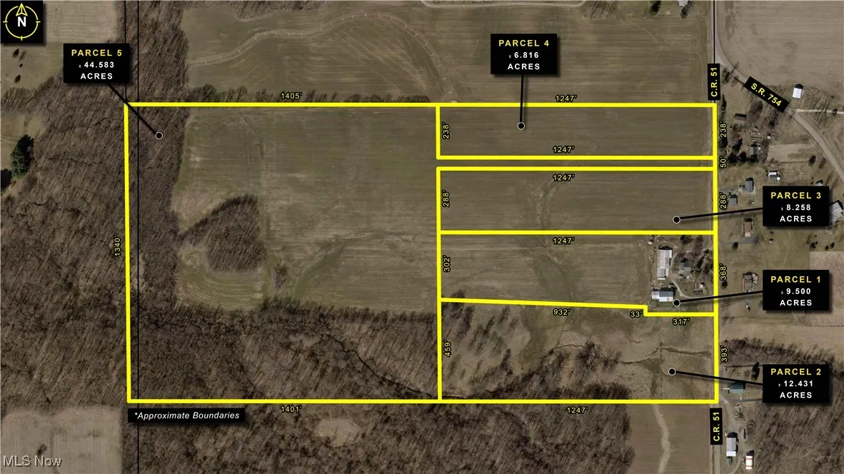 Aerial map of property and surrounding area