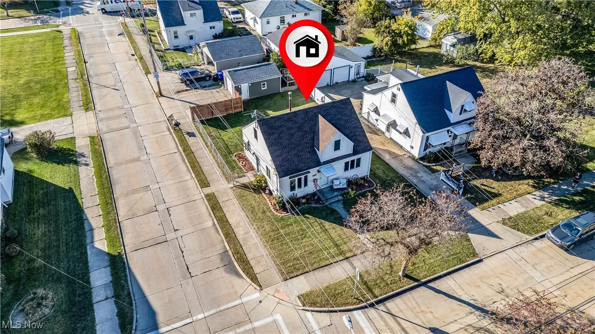 Aerial perspective of suburban area