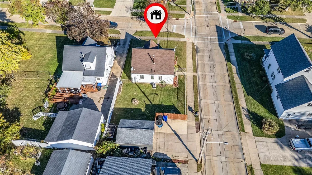 Aerial perspective of suburban area