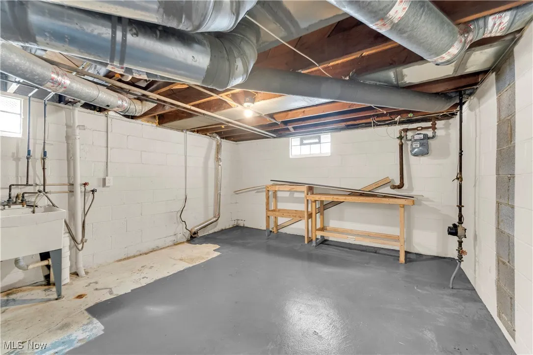 Basement with a water meter