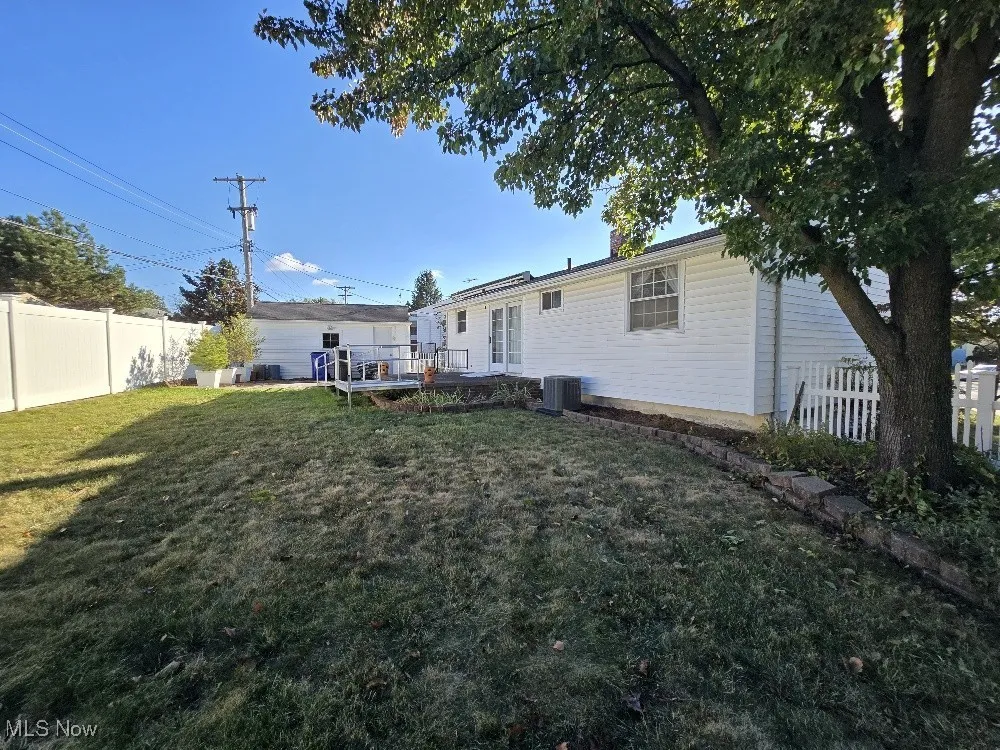 Back of property featuring a fenced backyard and a deck/patio.