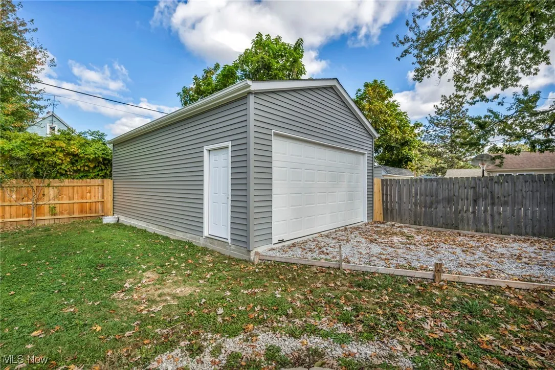 View of detached garage