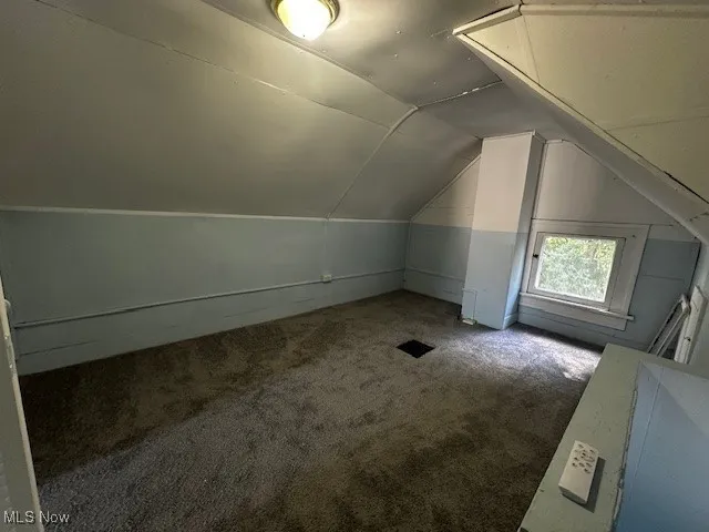 Bonus room featuring carpet floors and lofted ceiling