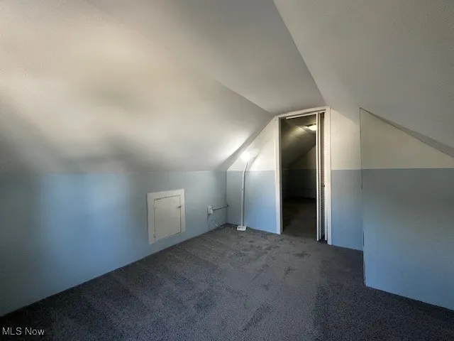 Bonus room with lofted ceiling and carpet floors