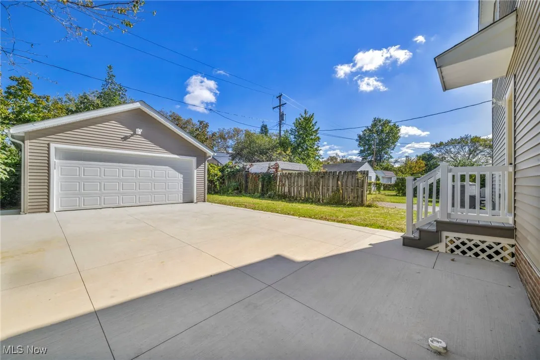 View of detached garage