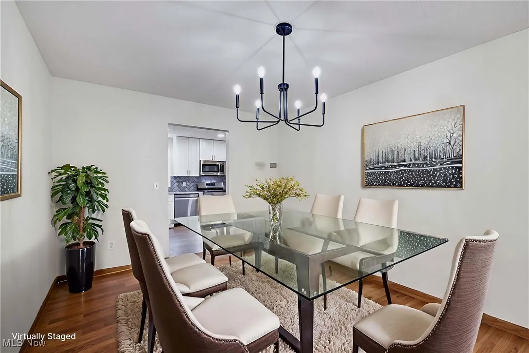 Virtually staged dining room.