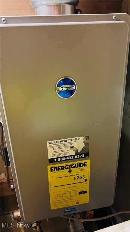 Detailed view of tankless hotwater unit