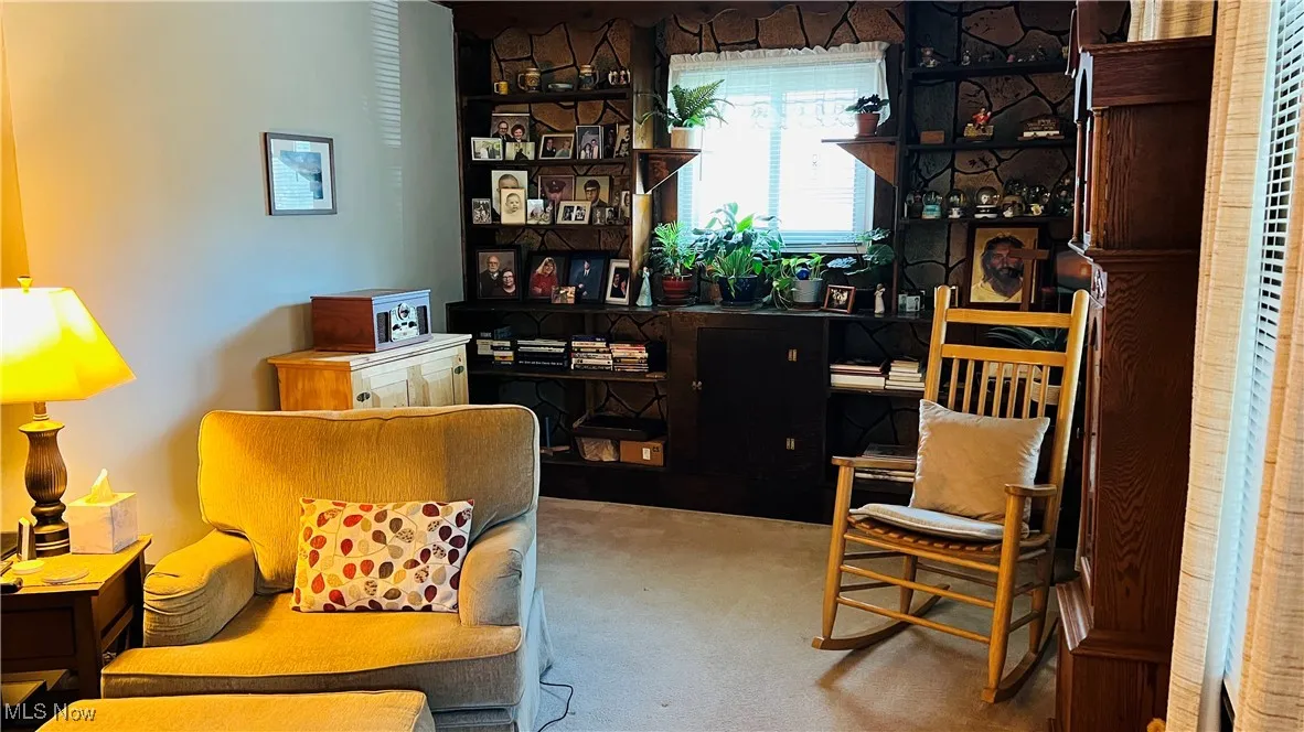 Living room featuring built-ins