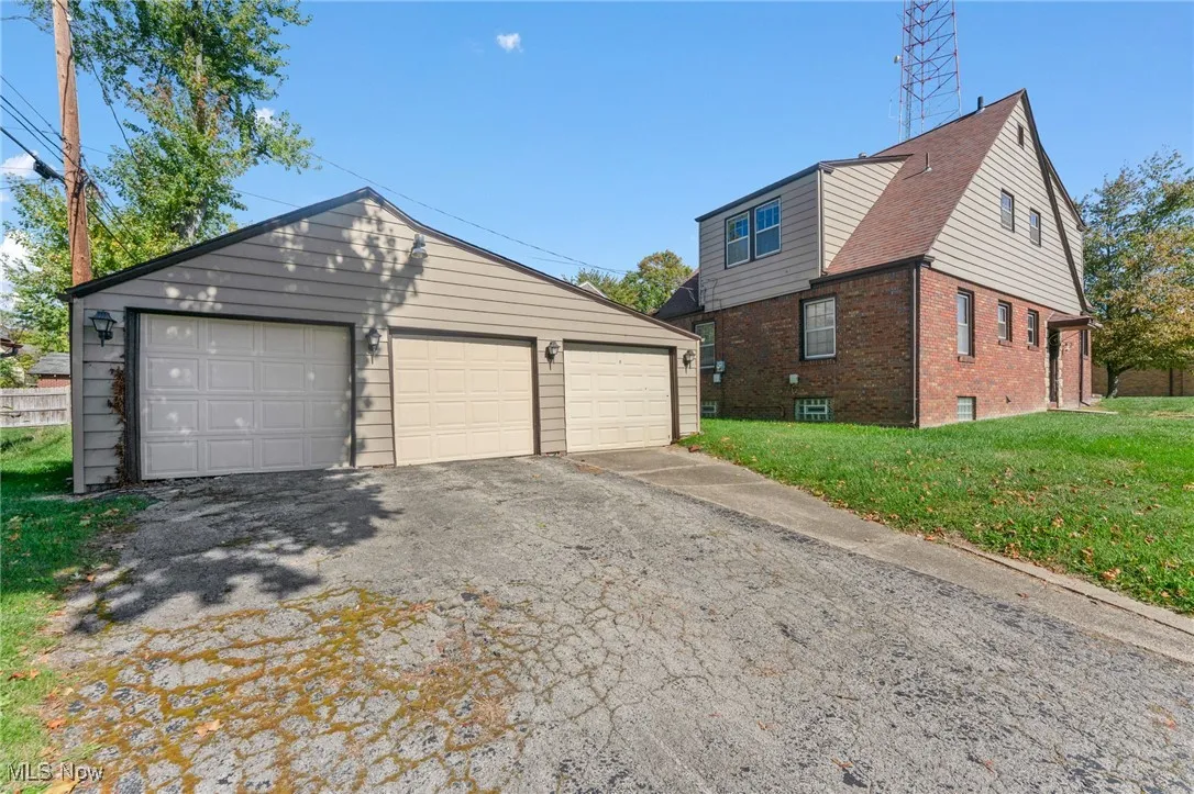 View of detached garage