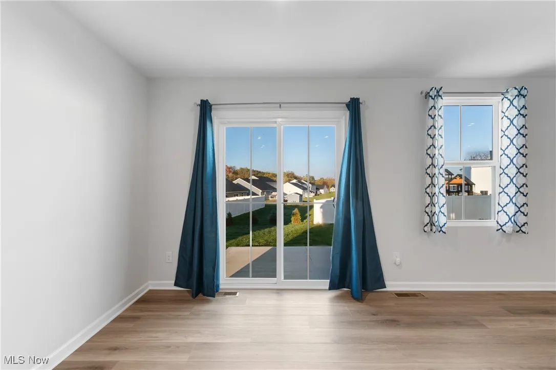 Spare room featuring plenty of natural light and light wood-type flooring