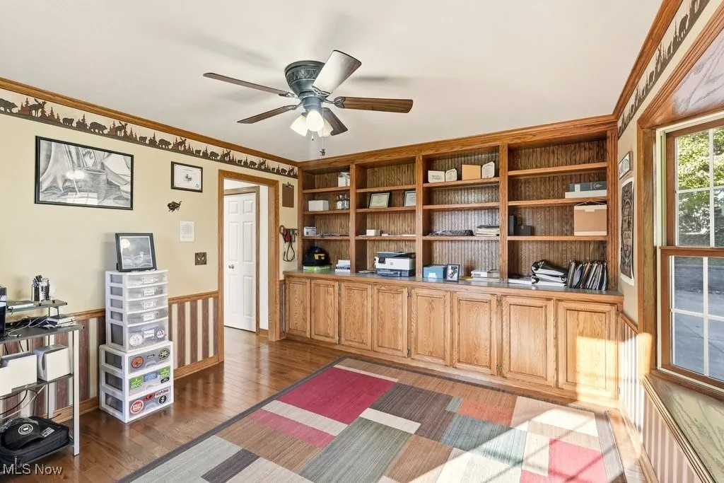 Office with Built-in Bookcases and Cabinets