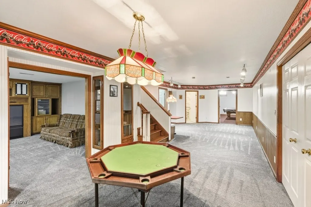21 x 13 Rec Room with Fireplace, Half Bath, and Separate Living Space
