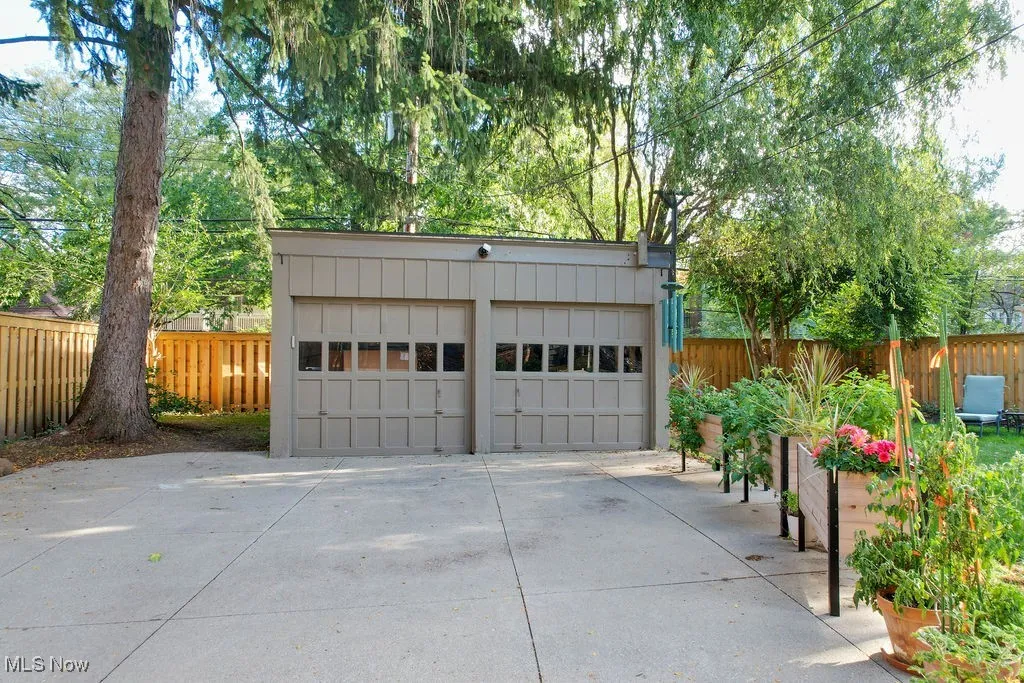 View of detached garage