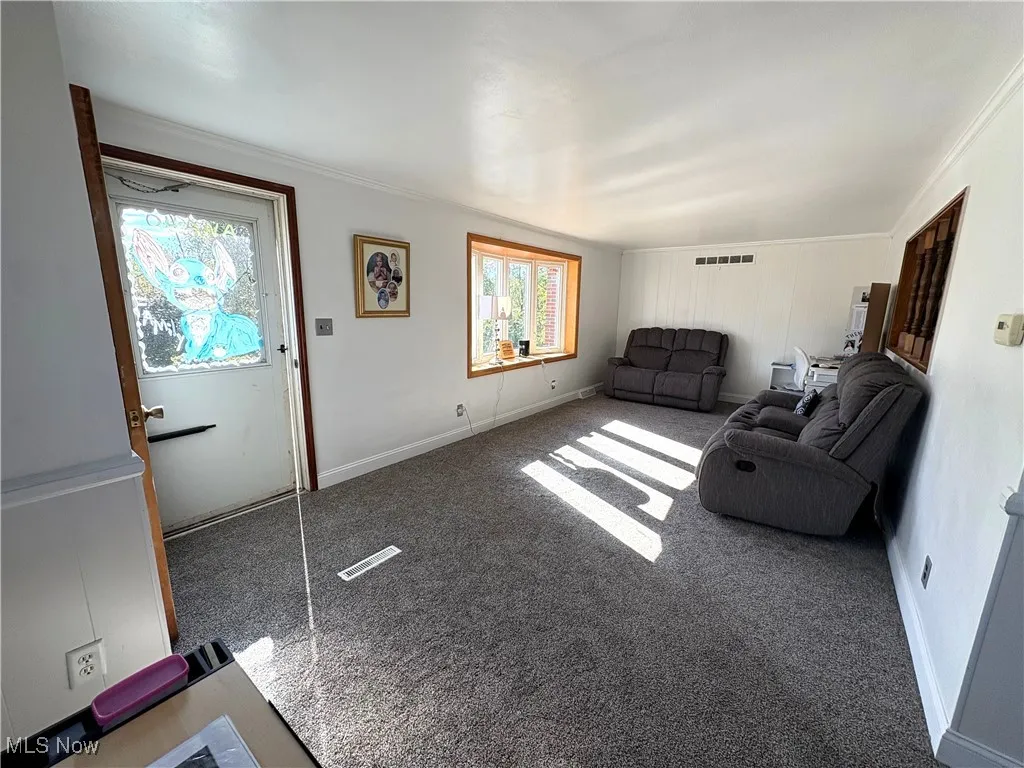 Living room featuring carpet