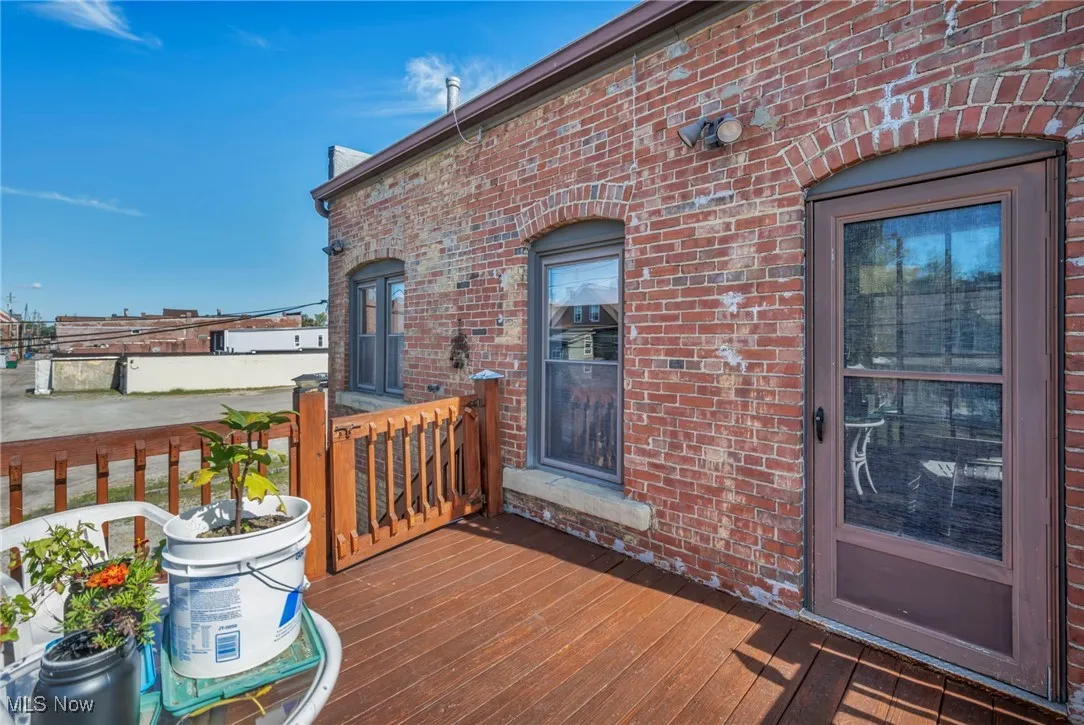 View of deck with back entrance