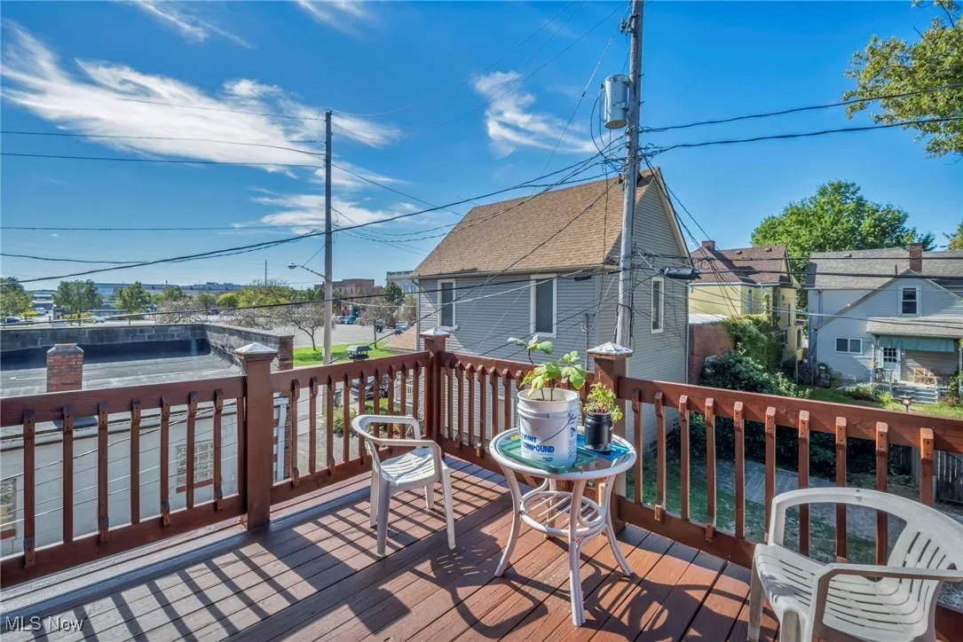 View of wooden deck with view of the alley