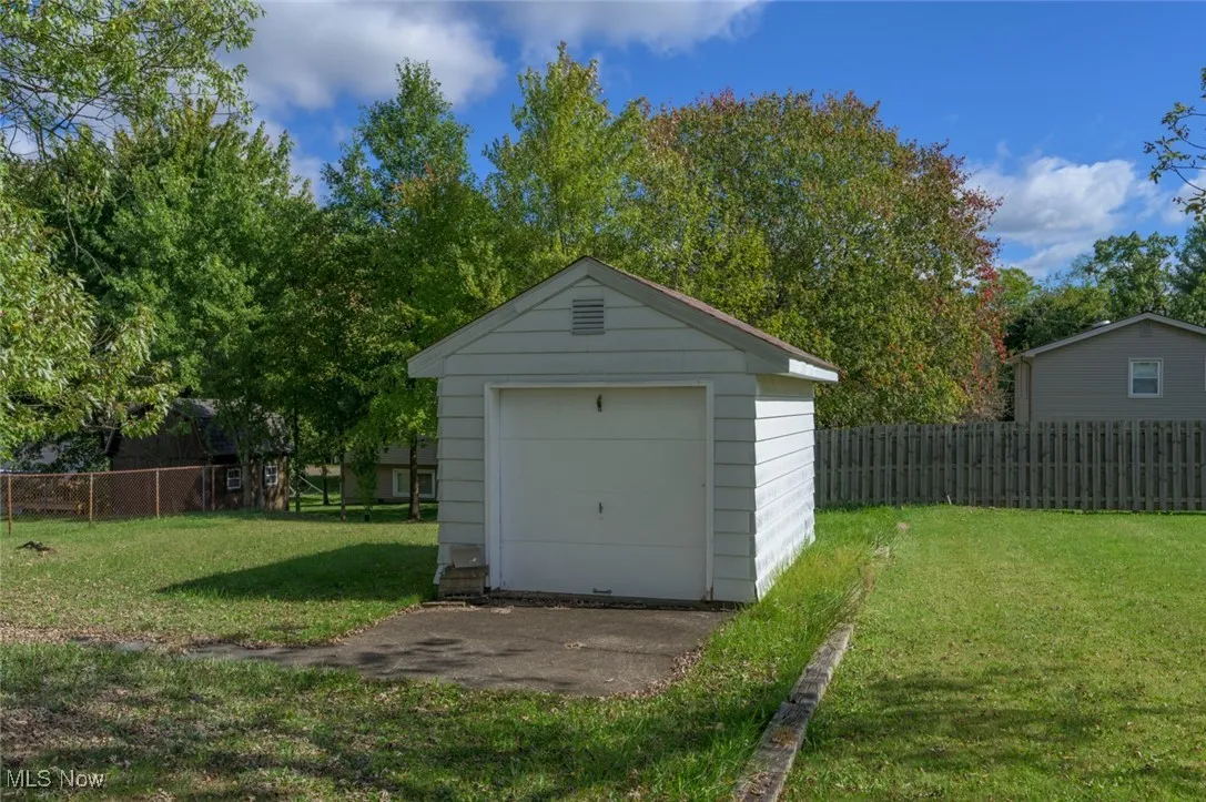 View of detached garage