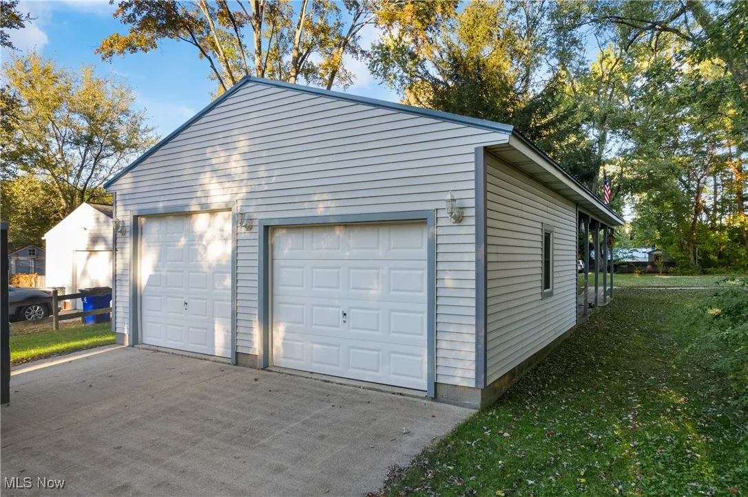 View of detached garage