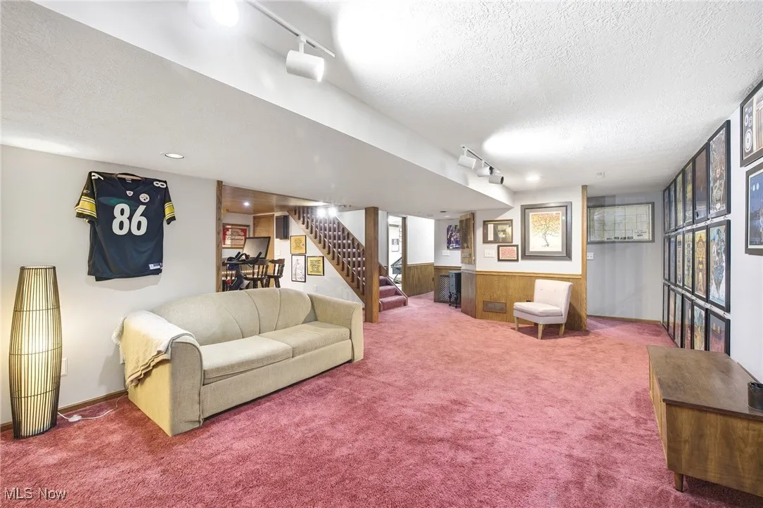 Family room area in the basement