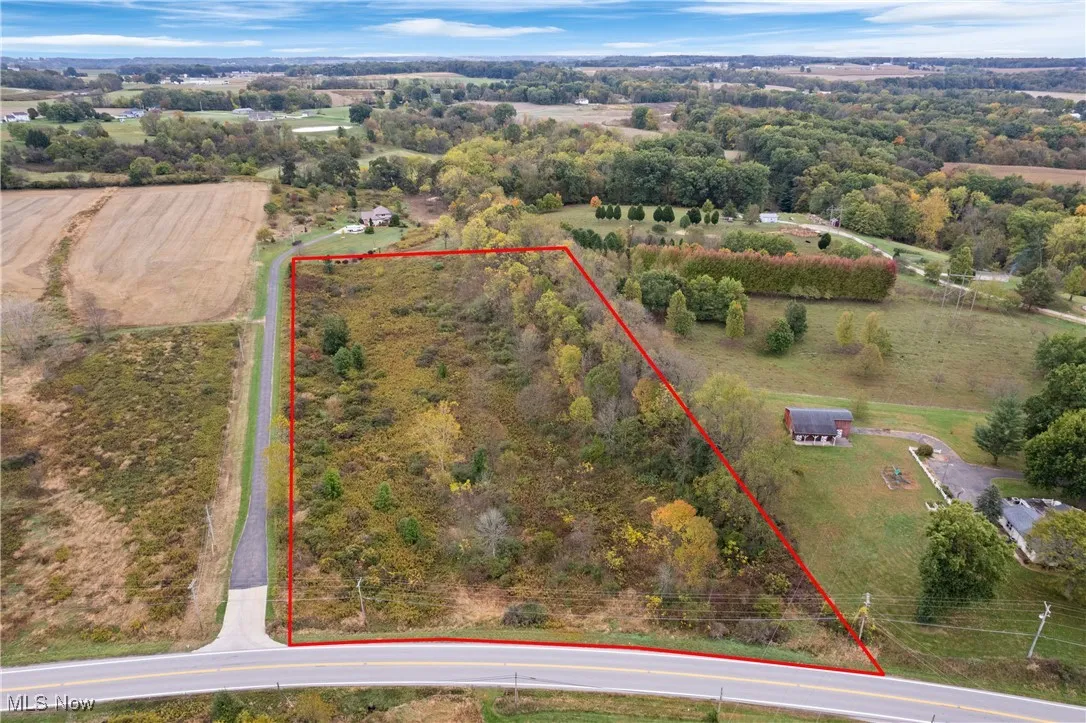 Overview of rural landscape featuring property parcel outlined